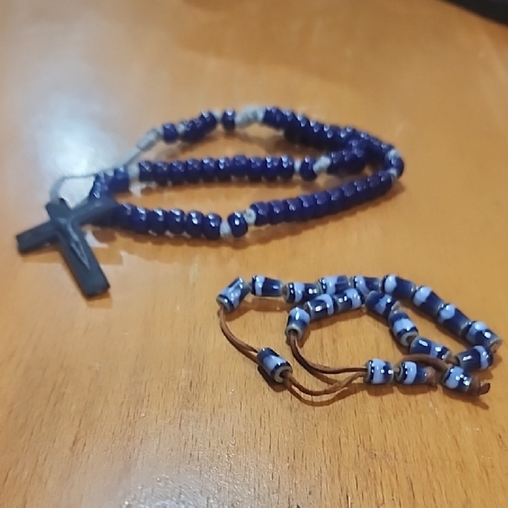 Blue Beaded Religious Catholic Cross Rosaries